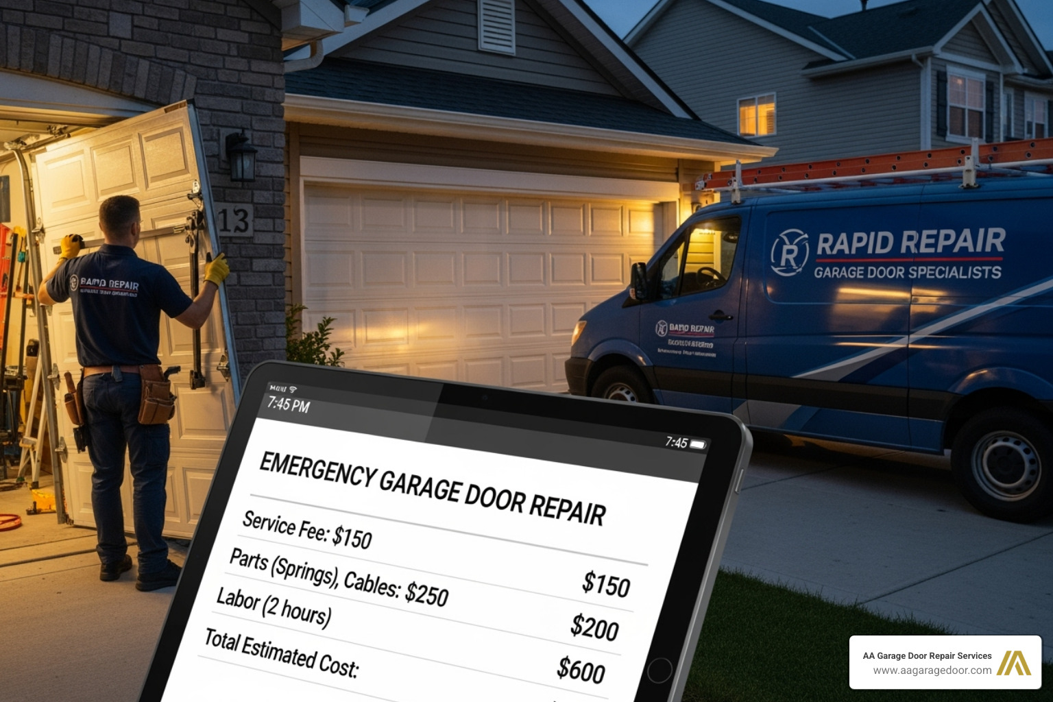 emergency garage door repair cost