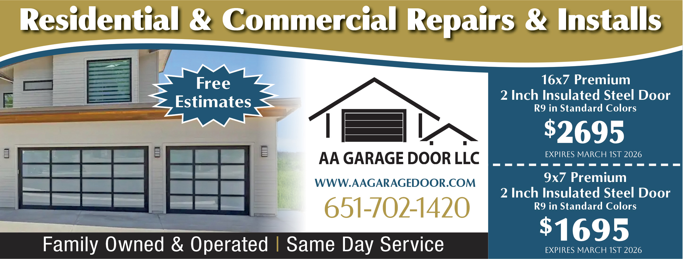 residential and commercial garage door repairs and installation coupons