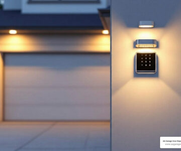 modern, well-lit garage with a sleek keypad mounted on the exterior wall - code for garage door