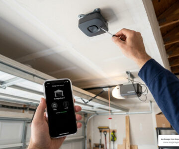myQ smart garage door opener setup with Chamberlain hub and smartphone app