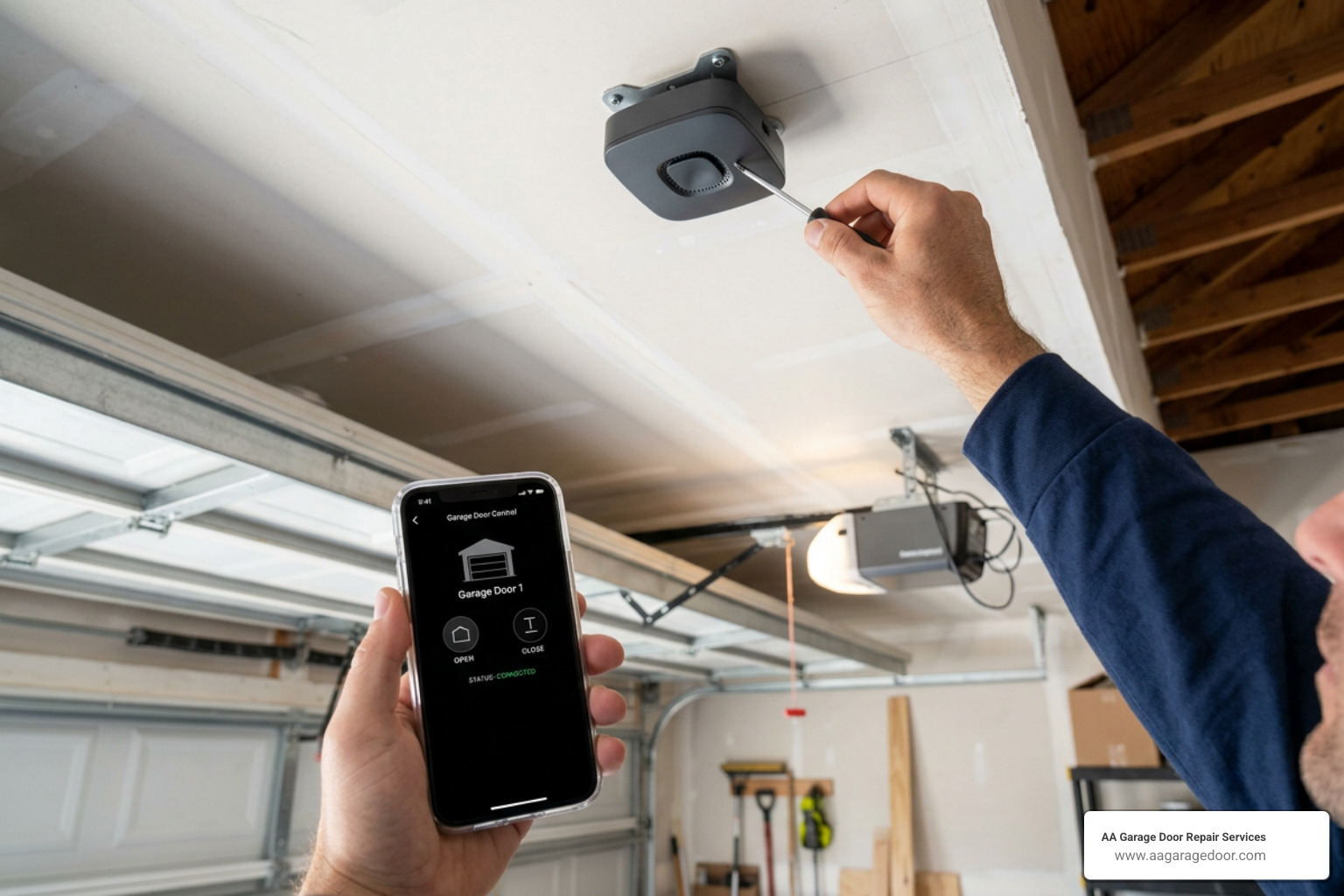 myQ smart garage door opener setup with Chamberlain hub and smartphone app